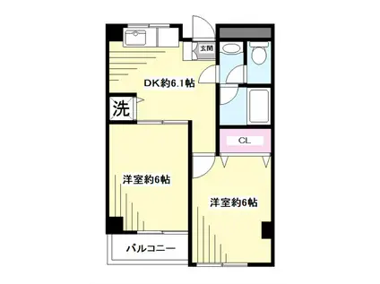 シンエイハイツ蓮根(2DK/3階)の間取り写真