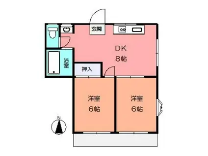 メゾン・ド・ナッツ(2DK/1階)の間取り写真