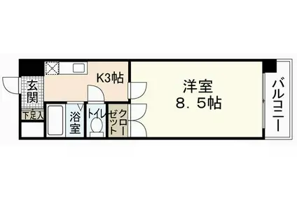 スクールハイツ陽光(1K/2階)の間取り写真