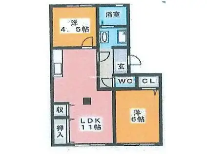 ネオハイツ(2LDK/2階)の間取り写真