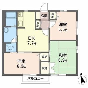 MSシーサイドプラザII(3DK/2階)の間取り写真