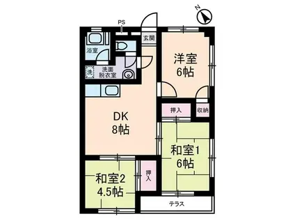 クローバーハイツ(3DK/1階)の間取り写真