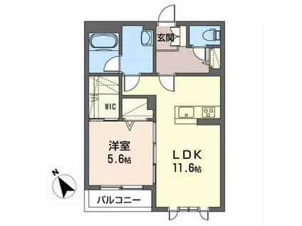 ハルモニア(1LDK/1階)の間取り写真