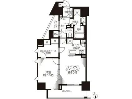 BRILLIA 大井町 THE RESIDENCE(1SLDK/3階)の間取り写真
