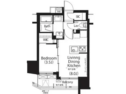 フレンシア四谷左門町(1LDK/11階)の間取り写真