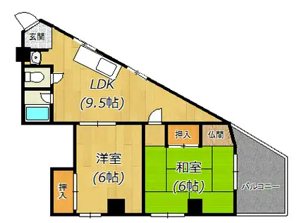 エイワンコート歌島(2LDK/3階)の間取り写真