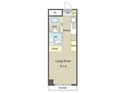 U・TOPIA 22(ワンルーム/2階)の間取り写真