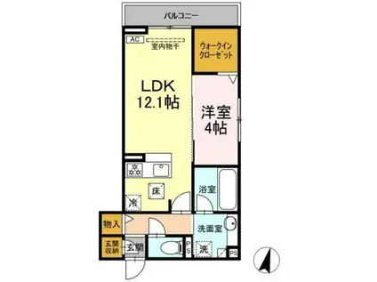 アローフィールド杏(1LDK/1階)の間取り写真