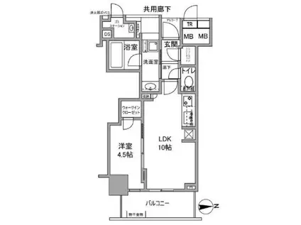 プラウドタワー北浜(1LDK/3階)の間取り写真