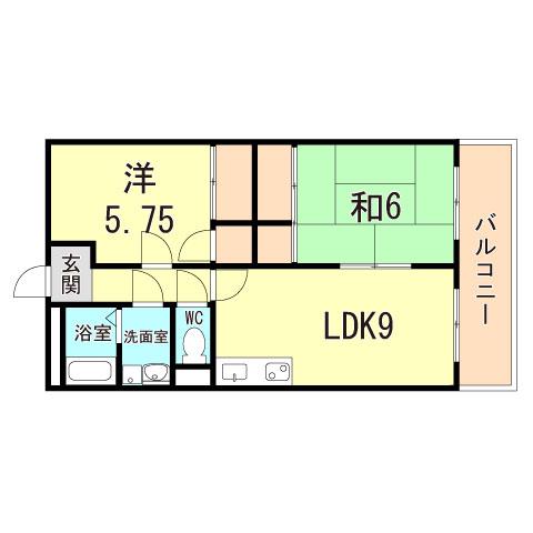 ラフェスタ二見(2LDK/1階)の間取り写真