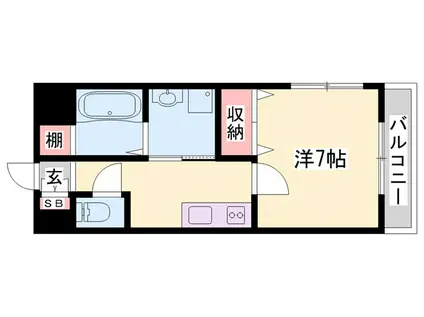 MISTRAL千代田(1K/1階)の間取り写真