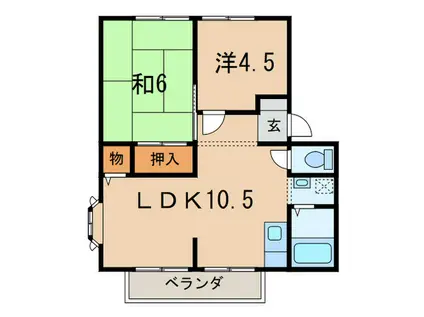 ドエルヒロA棟(2LDK/2階)の間取り写真