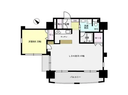 クレアランドマーク(1LDK/13階)の間取り写真