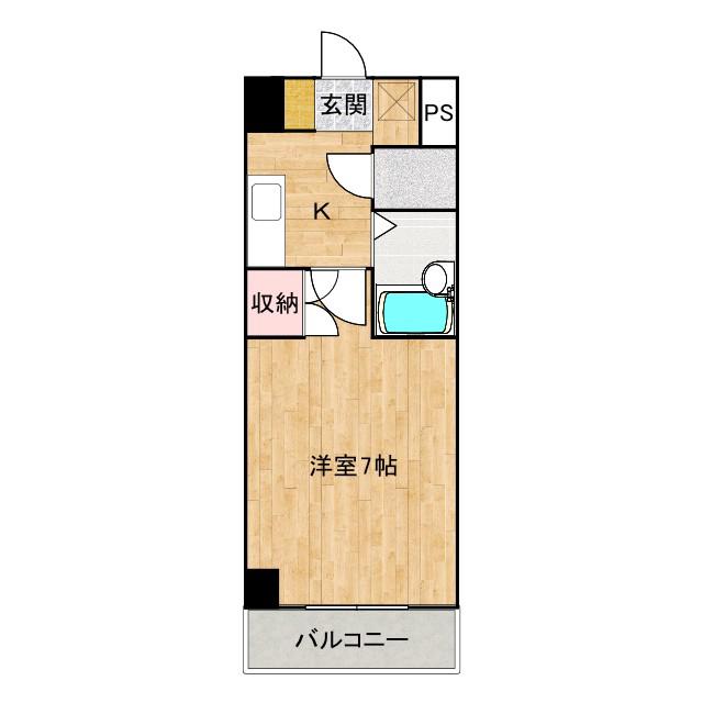 フルリール松浦(1K/1階)の間取り写真
