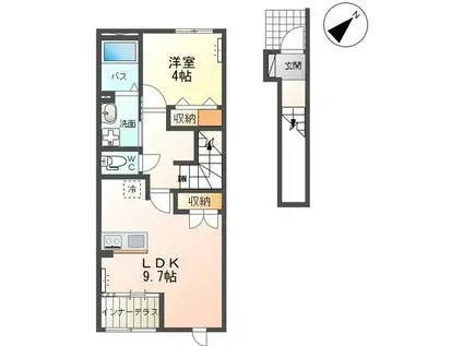 OASIS(1LDK/2階)の間取り写真
