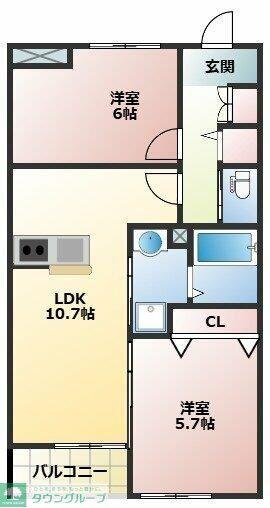 コンフォルト(2LDK/1階)の間取り写真