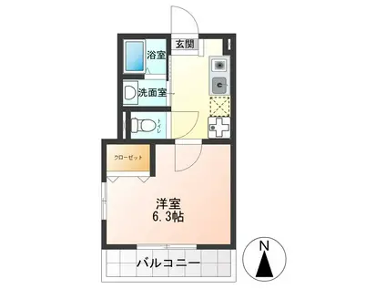 パストラル国立(1K/1階)の間取り写真