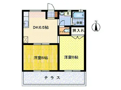 グレイスハイツ(2DK/1階)の間取り写真