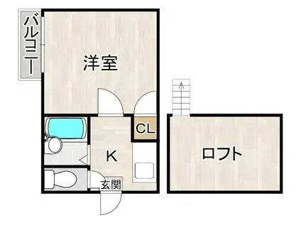 プルミエ天神南(1K/2階)の間取り写真