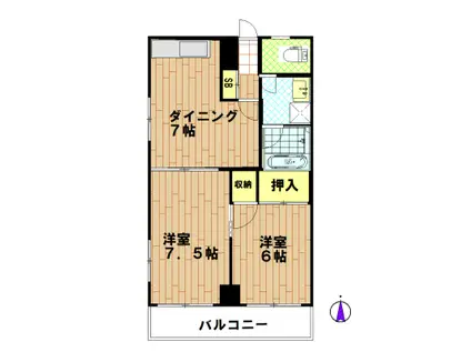 第三遠藤ビル(2DK/7階)の間取り写真