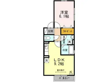 プランドール宮根台(1LDK/2階)の間取り写真