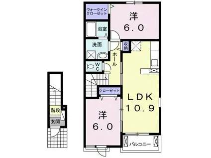 フィオーレヒルII(2LDK/2階)の間取り写真