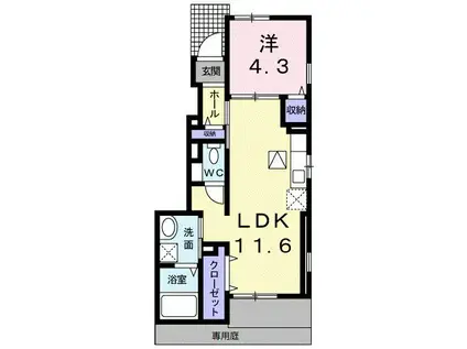サーレ・学園前II(1LDK/1階)の間取り写真