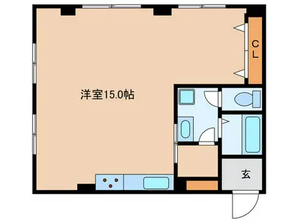 木下大淀第2ハイツ(ワンルーム/4階)の間取り写真