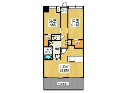 ウイングス八幡駅前(2LDK/6階)の間取り写真