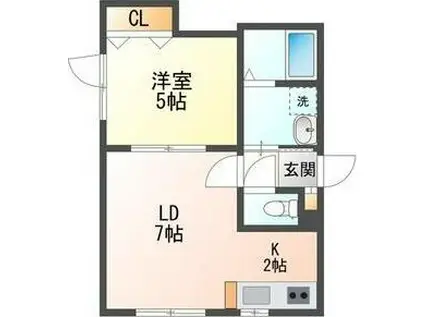 フェザ―63(1LDK/2階)の間取り写真