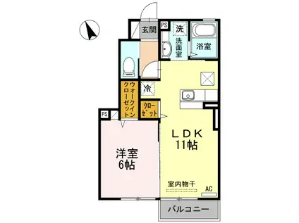 オプティマムハウス(1LDK/1階)の間取り写真