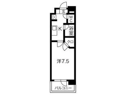 ベルファース川原通(1K/6階)の間取り写真