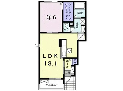 グランデ フィオーレ 木園 A(1LDK/1階)の間取り写真