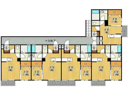 センチュリー21金田 E棟(1LDK/1階)の間取り写真