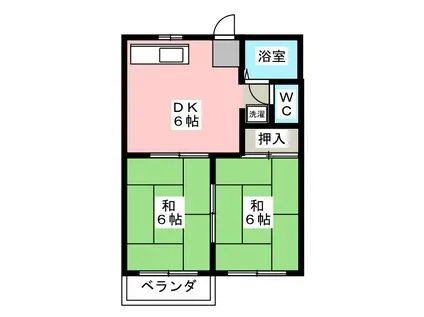 タウニー竹鼻(2DK/1階)の間取り写真