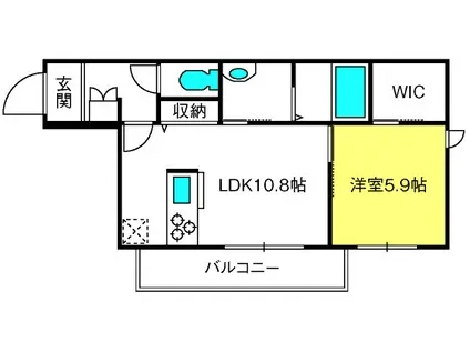 VERNON(1LDK/2階)の間取り写真