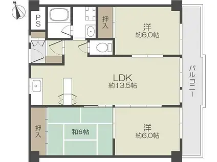 ヌーヴェレール南茨木II(3LDK/4階)の間取り写真
