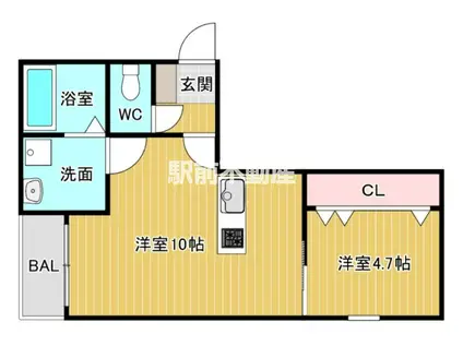 紫2丁目AP(1LDK/3階)の間取り写真