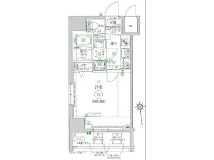 RELUXIA府中(1K/8階)の間取り写真