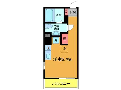 ヒルズASKA(ワンルーム/2階)の間取り写真