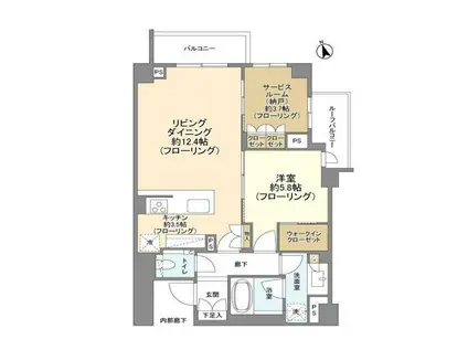 ブランズ六本木(1SLDK/4階)の間取り写真