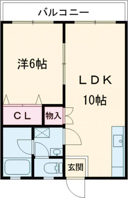 浜町マンション(1LDK/3階)の間取り写真