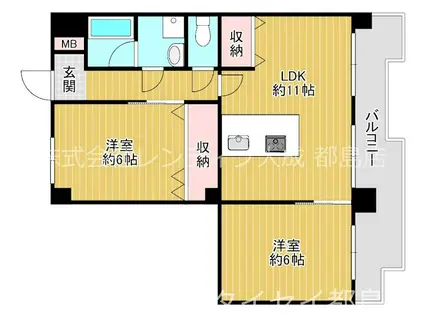 リビエールかすがえ(2LDK/3階)の間取り写真