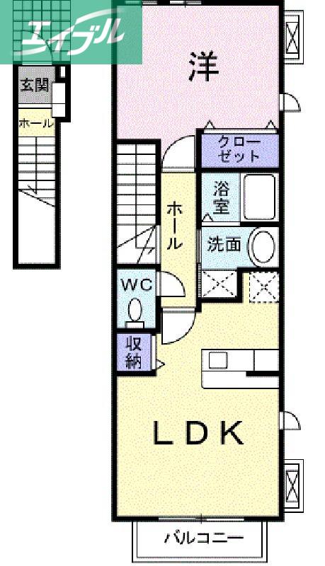 ミルフィーユ(1LDK/2階)の間取り写真