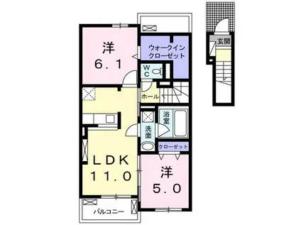 テール フェルティル I(2LDK/2階)の間取り写真