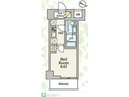 S-RESIDENCE蕨BENE(1K/8階)の間取り写真