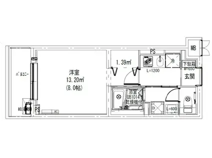 LEAF VILLAGE 新宿若松 リーフヴィレッジ新宿若松(1K/1階)の間取り写真