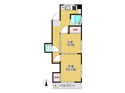 中嶋マンション(2K/4階)の間取り写真