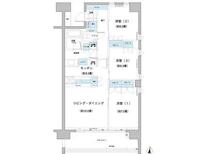 ガーデニエール砧レジデンス(3LDK/1階)の間取り写真