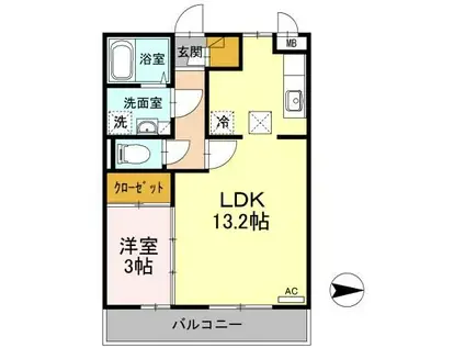 エスト・クレールII(1LDK/1階)の間取り写真